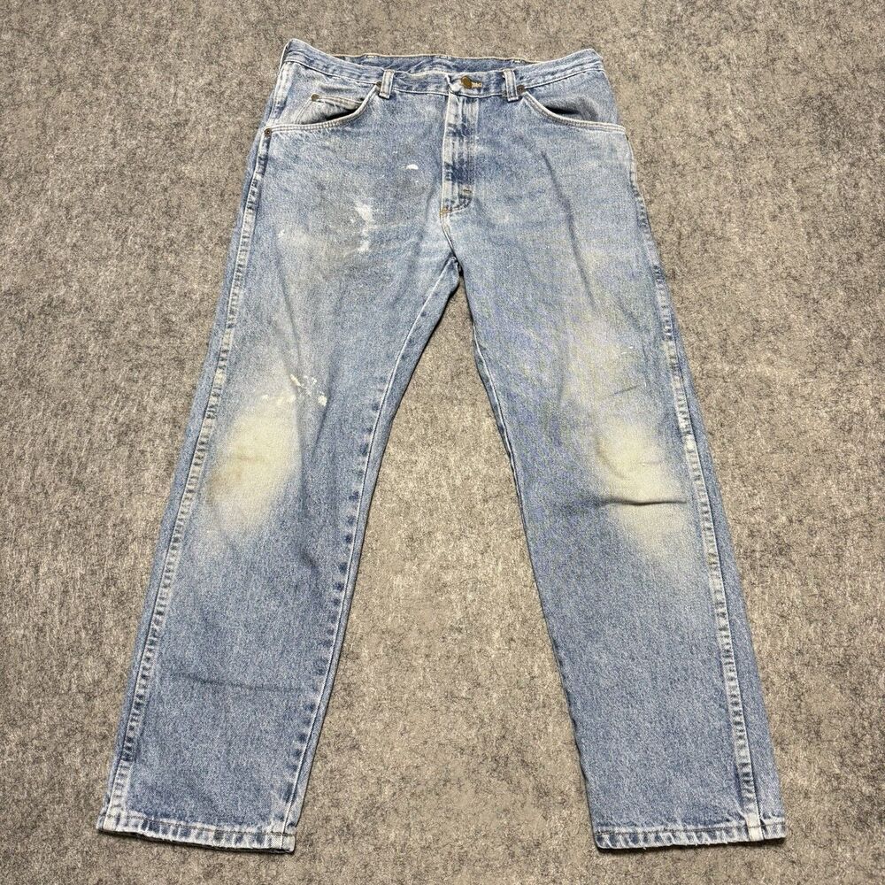 Vintage 90s Wrangler Jeans 36x29 Made in USA Thrashed Distressed Workwear Paint